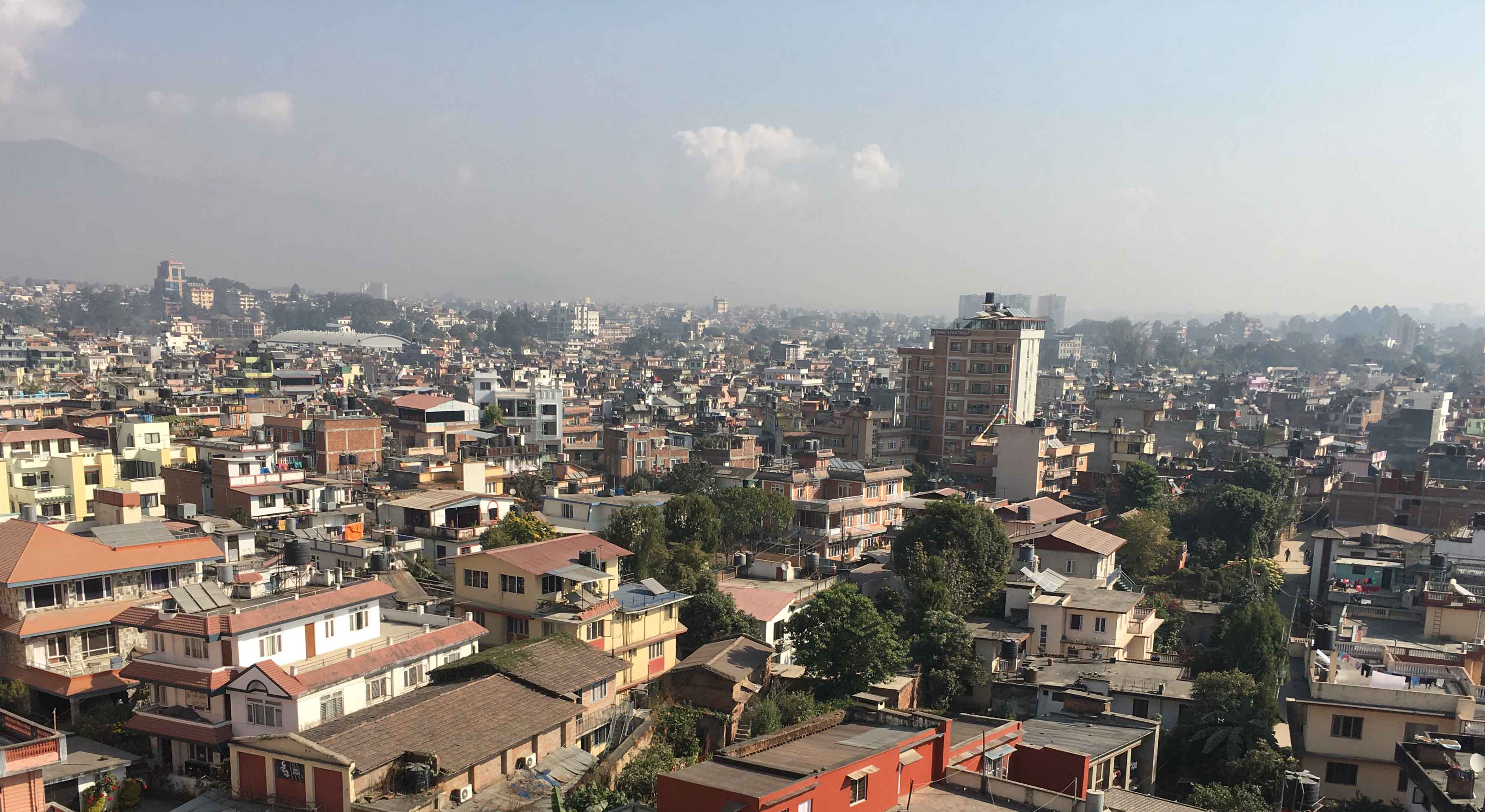 Photo of buildings and streets in Nepal. 